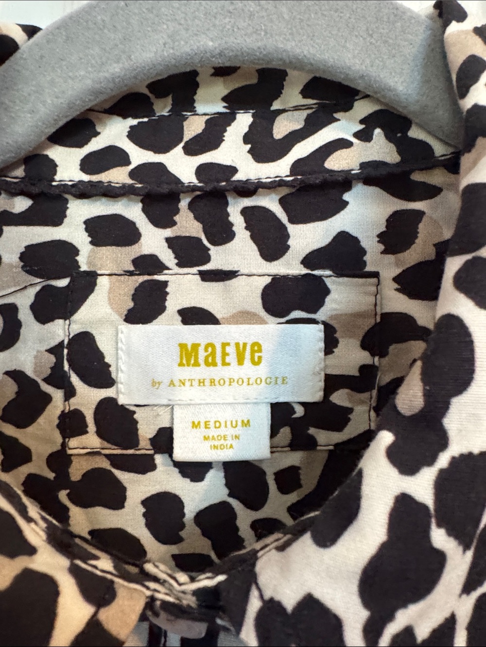 Women’s Maeve by Anthropology Animal Print Button-Up Shirt - Black on Cream - Picture 2 of 4